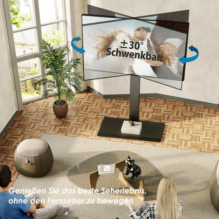 FITUEYES TV Bodenständer mit Eisenbasis TV Standfuss TV Ständer Fernsehstand höhenverstellbar schwen