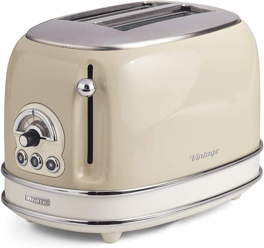 Ariete 155/03-beige 155 Toaster 2 Scheiben Vintage Beige, Metall & 2877 Kabelloser Wasserkocher Vint