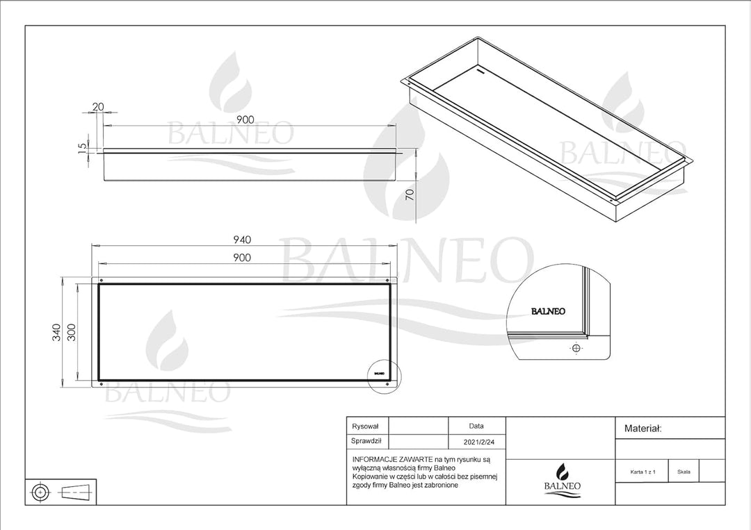 Balneo WALL-BOX NO RIM White wandnische dusche Edelstahl 90x30x7 cm Duschnische wasserdicht, flexibl