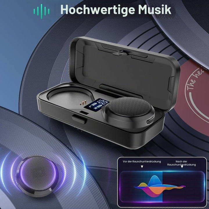 OBEST Motorradhelm Bluetooth Headset, TWS Kabellose Kopfhörer mit Ladeetui, Bluetooth 5.3 &amp; ANC Akti