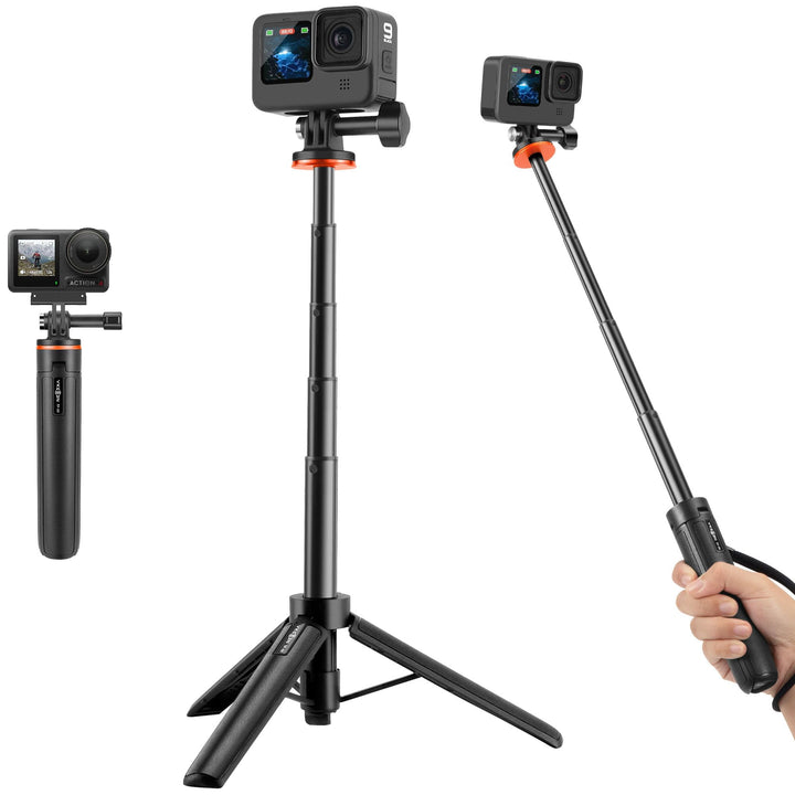 Vkesen Mini Stativ mit Teleskop Pole für Action Cam, Stativ Halterung für Action Camera, Reise Selfi