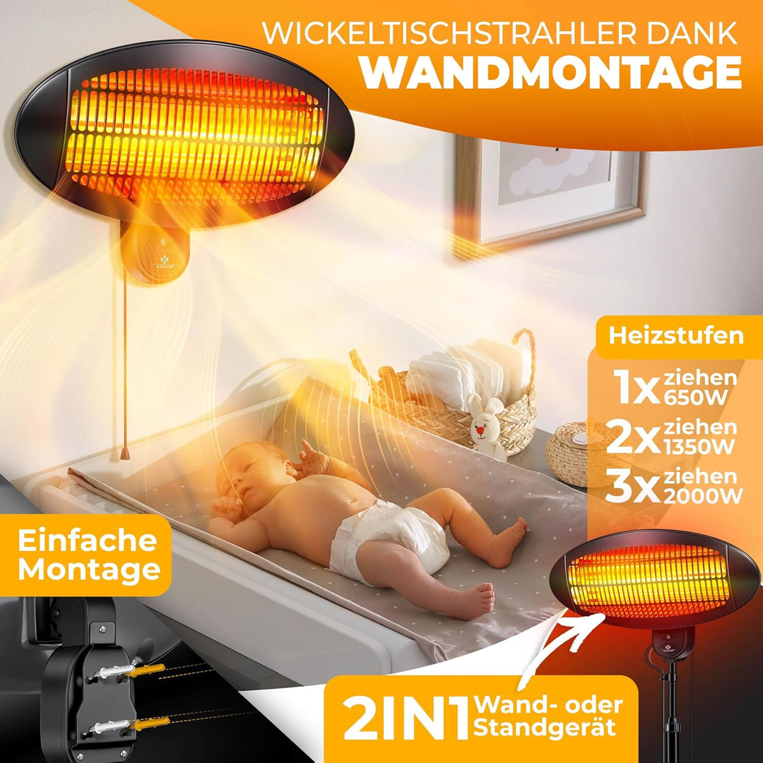 KESSER® Heizstrahler 2000 Watt ✓ Infrarot ✓ Standheizer ✓ Terrassenheizung ✓ Terassen ✓ Strahler ✓ H