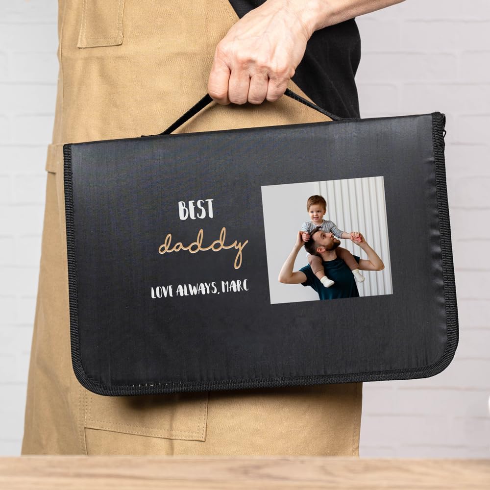 Wanapix | Personalisiertes BBQ-Set | Enthält 6 Ubehörteile (2 Messer, Schärfer, Tranchiermesser,Zang