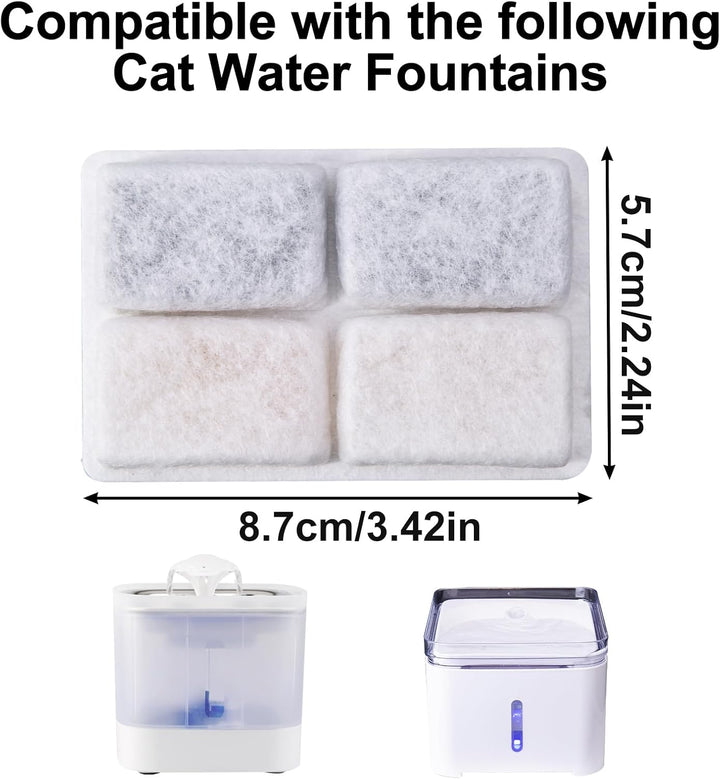 Hengu 12 Stück Katzenbrunnen Filter für Katzenbrunnen Eckig mit Kohlefilter Trinkbrunnen Katzen Ersa