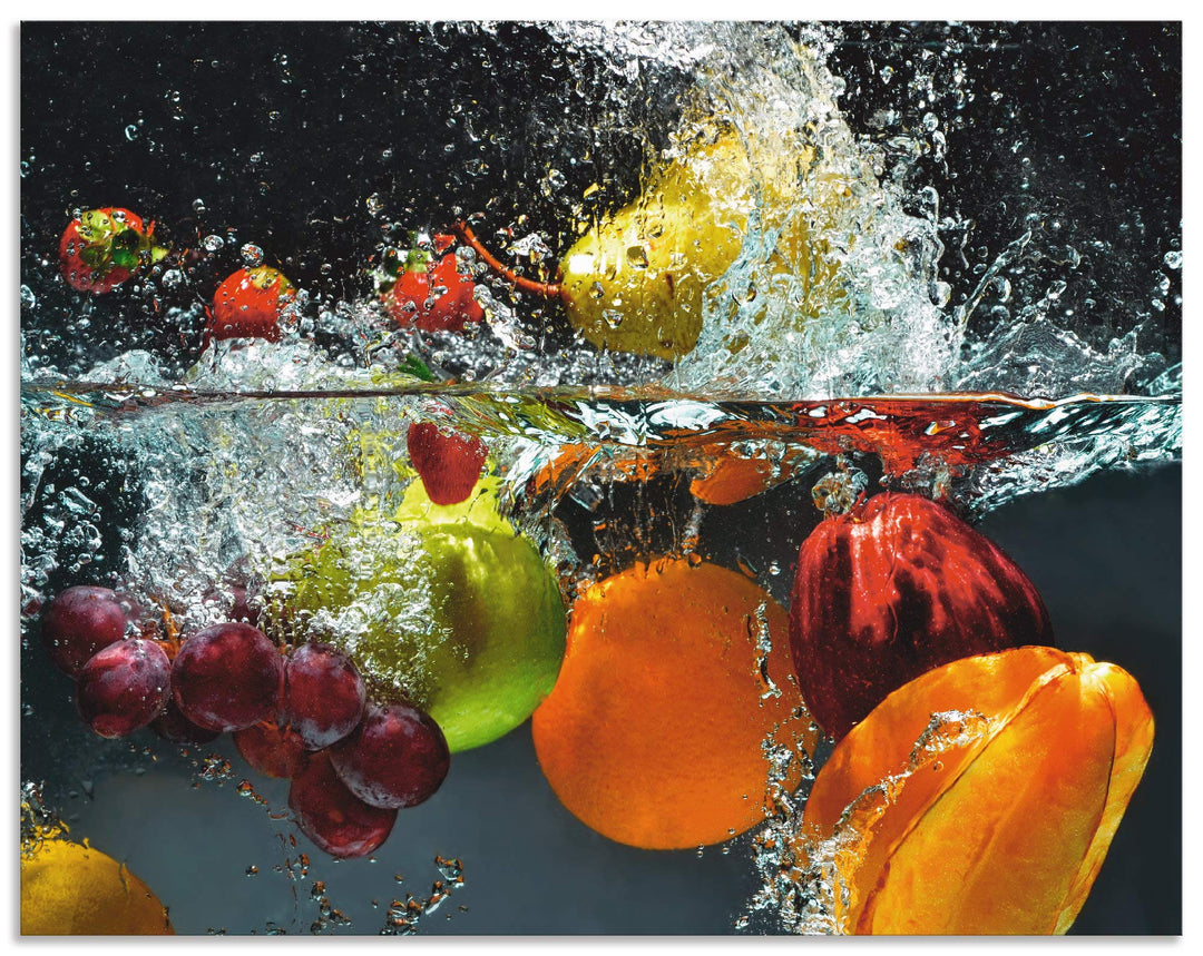 ARTland Spritzschutz Küche aus Alu für Herd Spüle 70x55 cm (BxH) Küchenrückwand mit Motiv Essen Obst