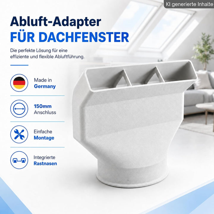 Schmaler 150mm Klimaanlage Dachfenster Adapter DN150 Durchführung Auslass