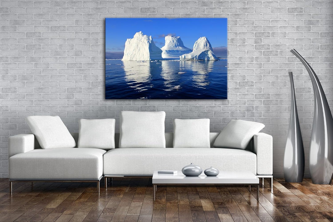 deyoli Gigantische Eisberge Format: 80x60 als Leinwandbild, Motiv fertig gerahmt auf Echtholzrahmen,
