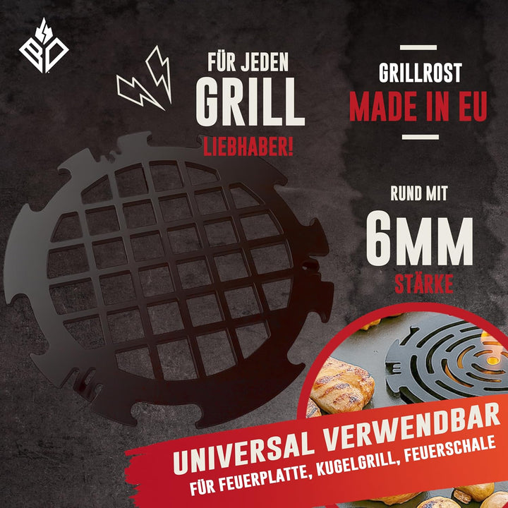Branding Grillrost 6mm für Feuerplatte | Plancha | Grillplatte mit 20cm Feuerloch
