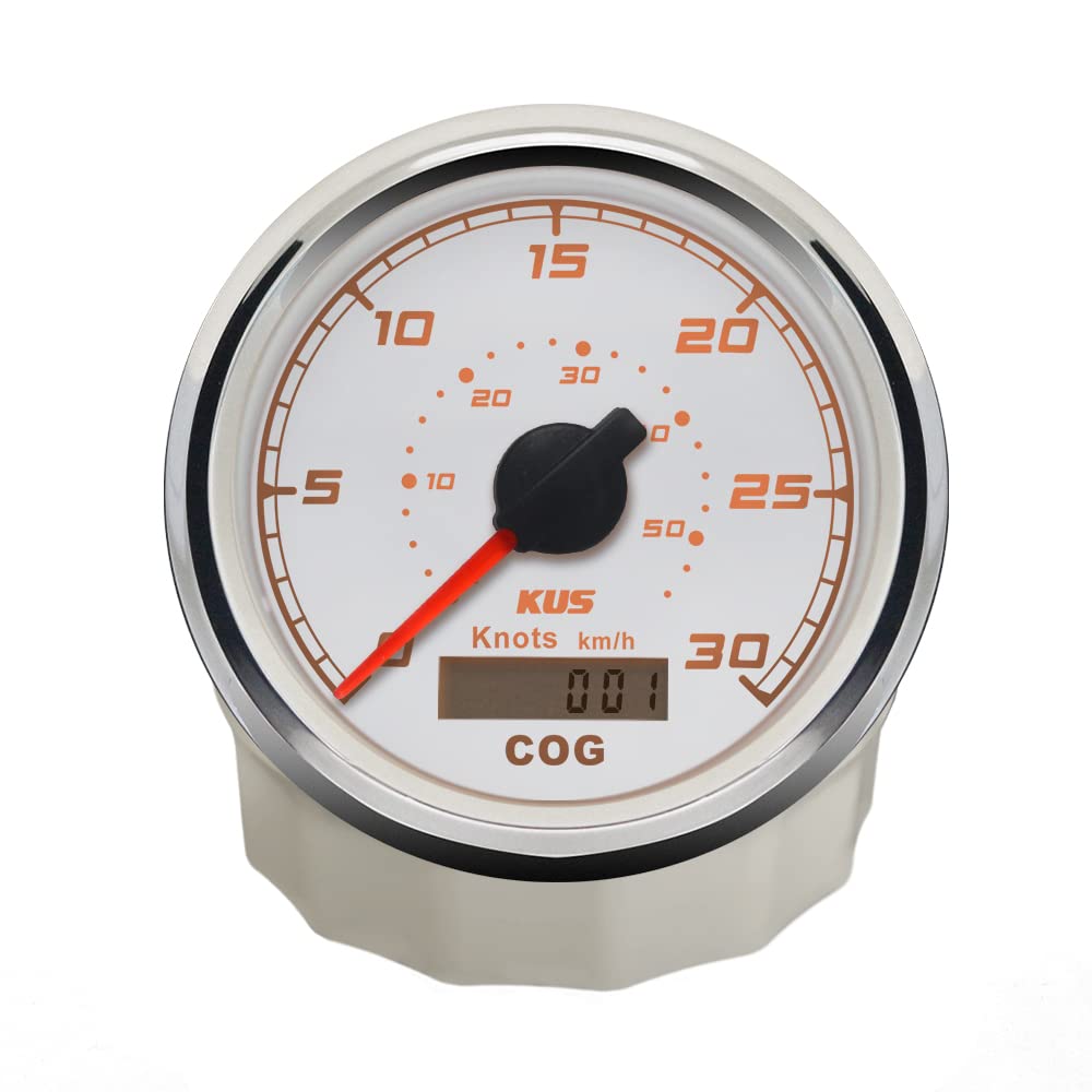 KUS GPS Tacho Kilometerzähler 30Knots Für Boot Yachten 85mm 12V/24V (Weiss), weiss