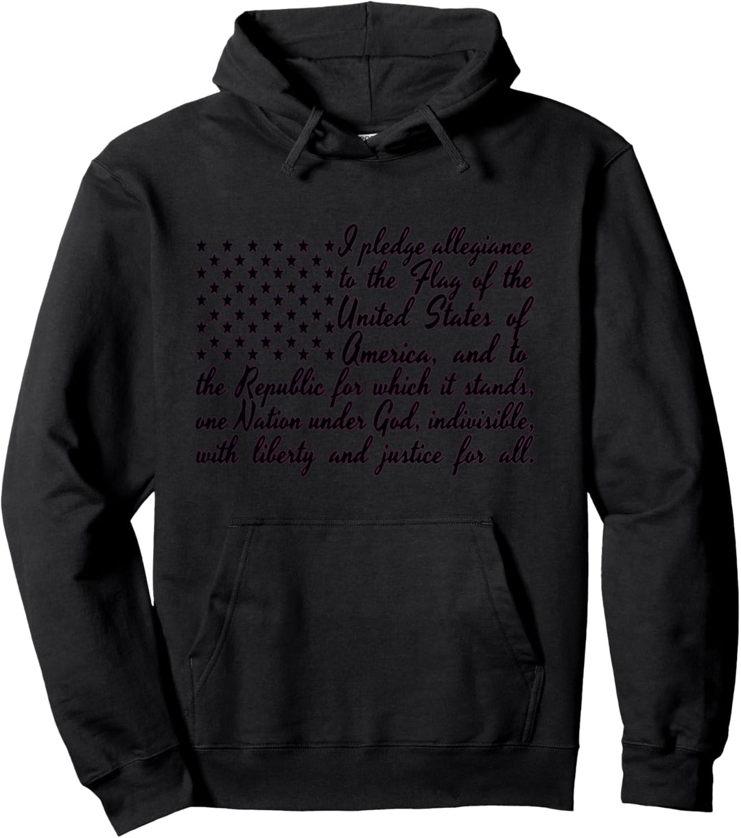 Amerikanische Flagge, Pledge of Allegiance, Schwarz Pullover Hoodie