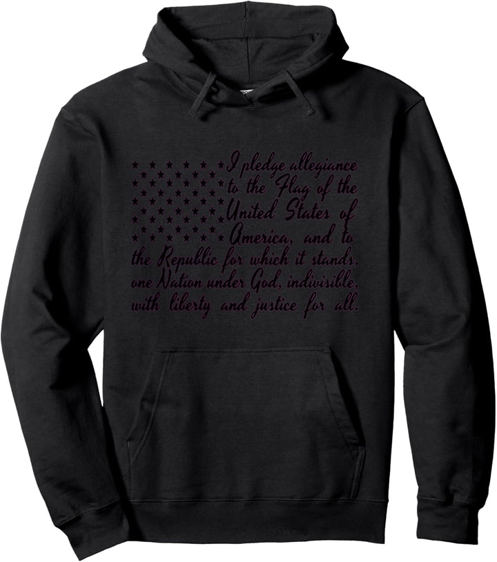 Amerikanische Flagge, Pledge of Allegiance, Schwarz Pullover Hoodie