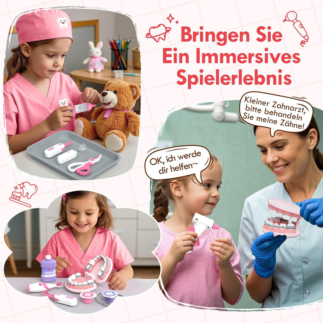 Lehoo Castle Arztkoffer Kinder ab 3 Jahre, Zahnarzt Spielzeug, Doktorkoffer, Rollenspiel für Kinder