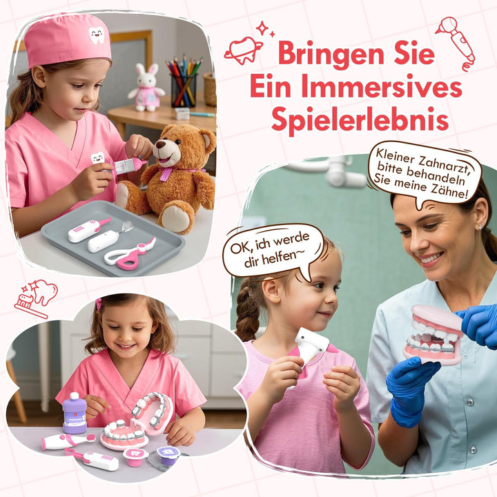 Lehoo Castle Arztkoffer Kinder ab 3 Jahre, Zahnarzt Spielzeug, Doktorkoffer, Rollenspiel für Kinder