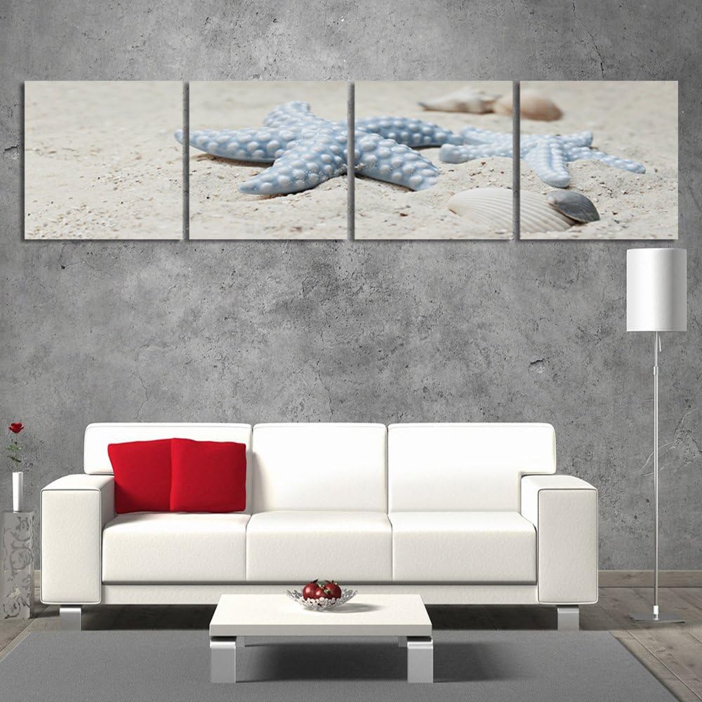 Feeby. Leinwandbild, Bilder, Wand Bild - 4 Teile - Panoramabild, Wandbilder, Kunstdruck 80x20 cm, ST