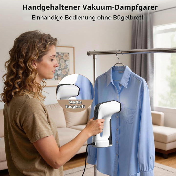 Vakuum Steamer Dampfglätter,Keramik-Bügelsohle, 3 Modi &amp; 2500 Pa Saugleistung,160 ml abnehmbarer Tan