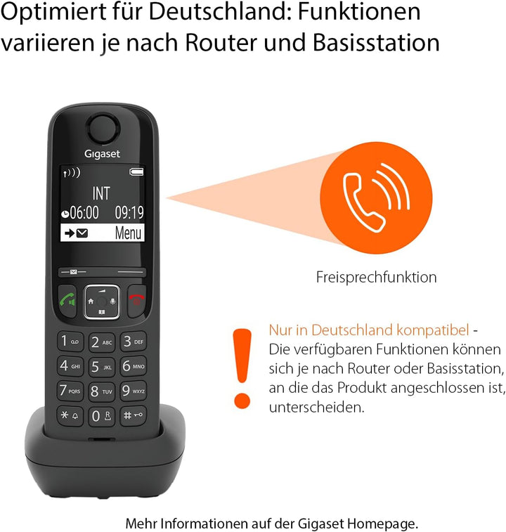Gigaset AS690A Quattro - 4 Schnurlose DECT-Telefone mit Anrufbeantworter - gut lesbarem kontrast Dis