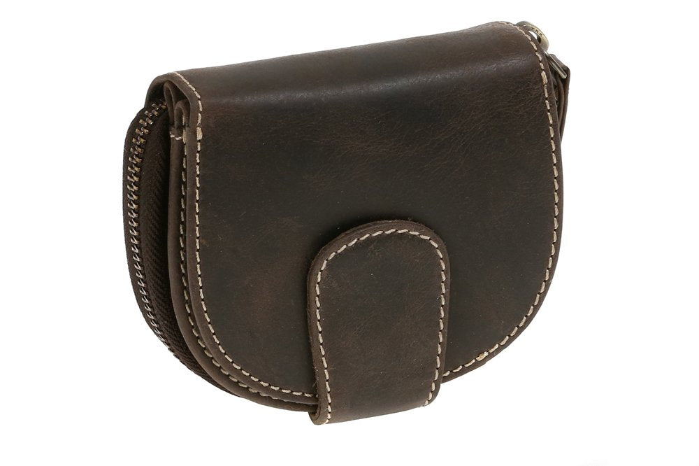 LEAS Damenbörse kompakt halbrund mit Geschenkbox Echt-Büffel-Leder, braun Vintage-Collection