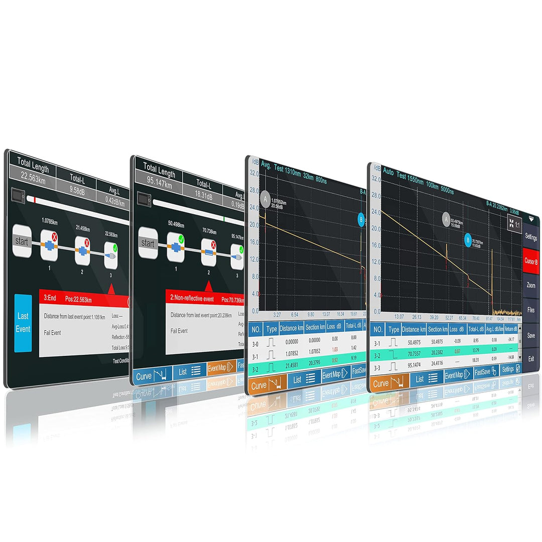 SKYSHL 1310nm/26dB+1550nm/24dB LWL OTDR Tester (Mit OPM+OLS+VFL+Event Map) SM 4,3Zoll Touchscreen Ko