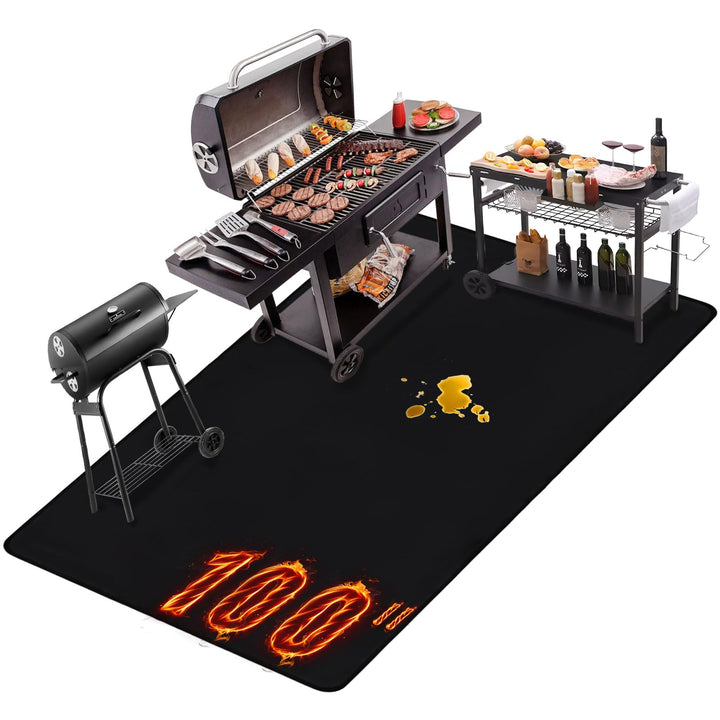 THMINS 254 x 130 cm extra grosse Grillmatte für den Aussengrill – feuerfester Schutz für Terrassen u