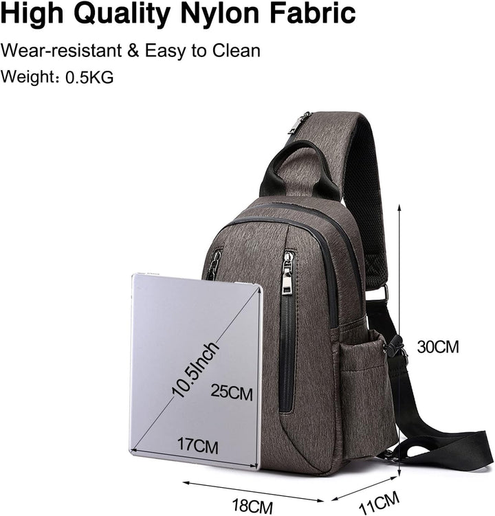 FANDARE Retro Brusttasche Sling Bag Sling Rucksack Schultertasche Crossbody Bag Business Umhängetasc