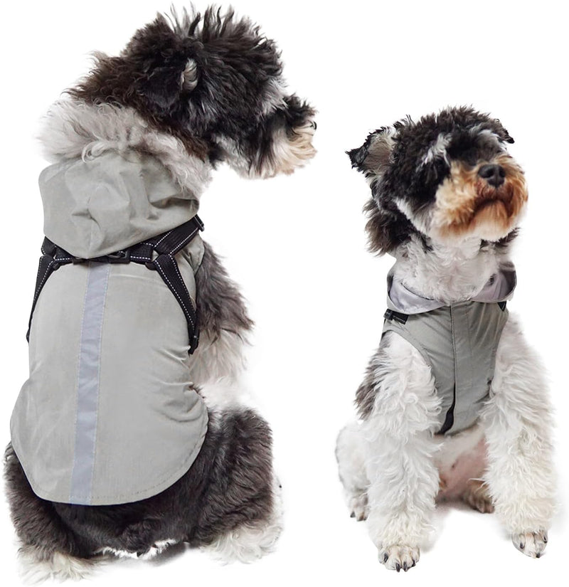 PETCUTE Hunde Regenmantel Regenjacke mit Geschirrl,Winddicht Wasserdichter Hundemantel mit Reflektie