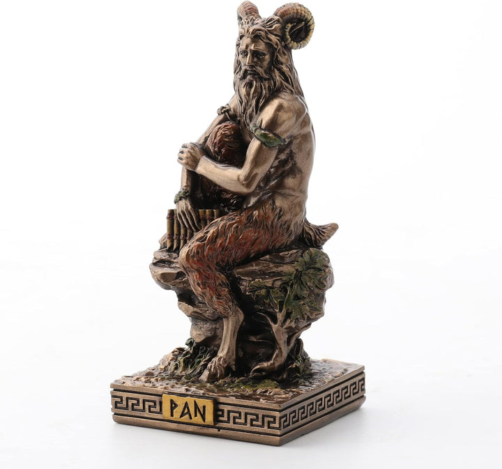 Veronese Design Pan Griechischer Gott der Wildnis, Kunstharz, handbemalt, Miniaturfigur Pan Bronze,
