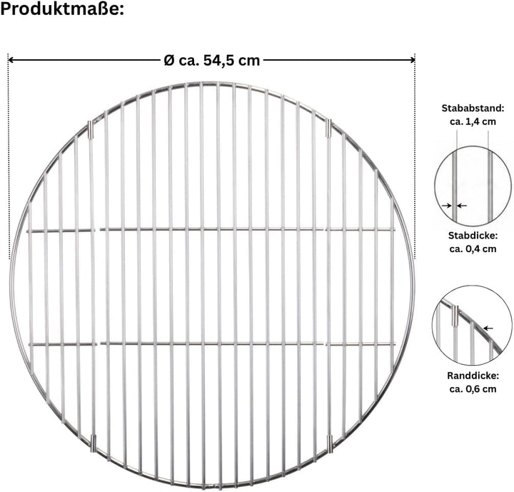 Edelstahl Grillrost - für Kugelgrill aller namhafter Marken Ø57 cm z.B. Weber - rostfrei von Brandss
