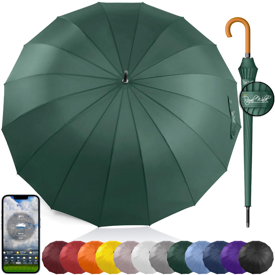 Royal Walk Gross XXL 54 inch Automatik Reise Golf Regenschirm für Damen und Herren Sturmfest Windsic