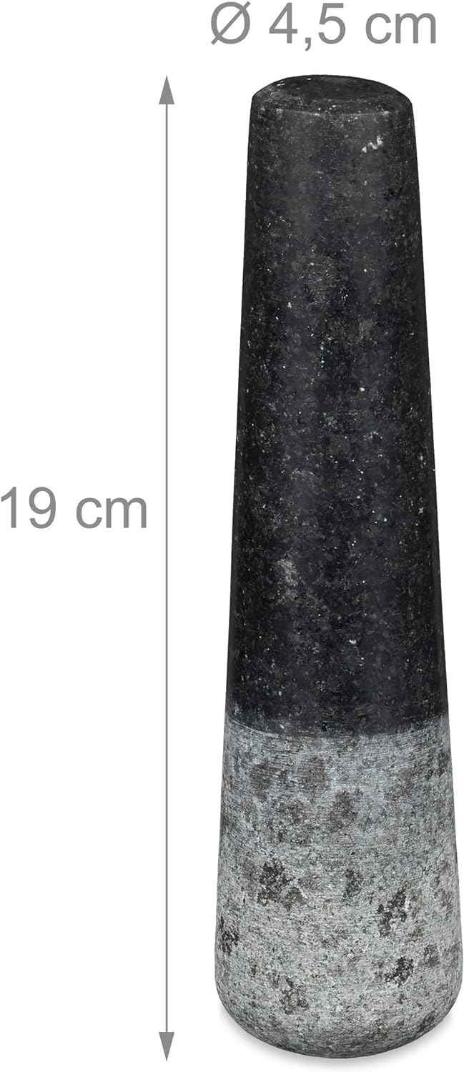 Relaxdays XXL Granit Mörser mit Stössel, robust, langlebig, Gewürze, Kräuter, Steinmörser, 5,6 kg, Ø