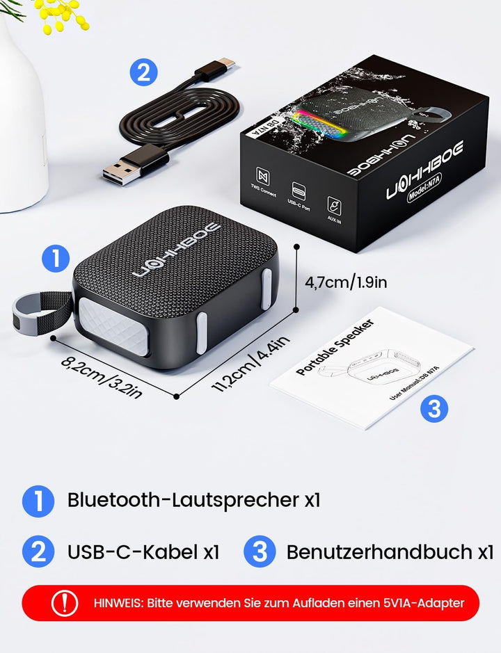 Bluetooth Lautsprecher Tragbare Musikbox Bluetooth 6.0 Geschenke für Männer Frauen mit 24 Std. Spiel