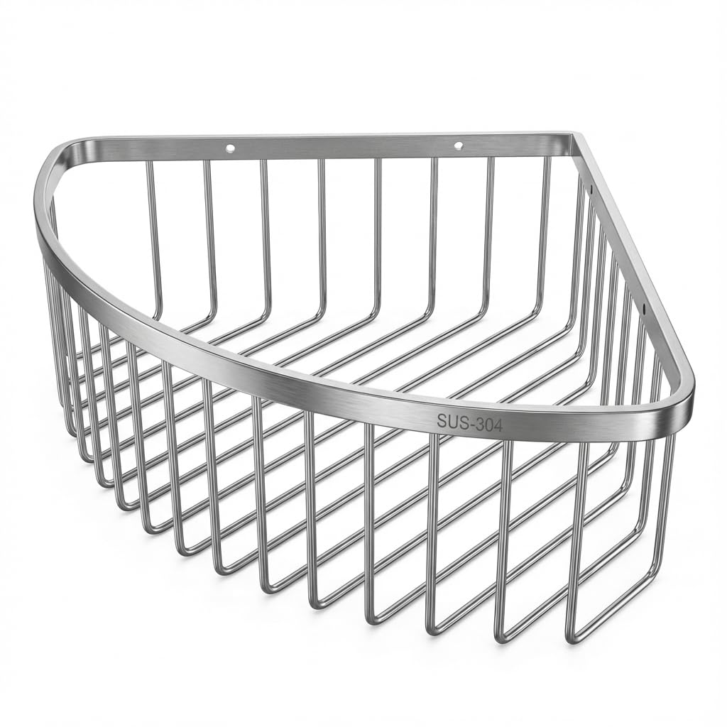 QWORK® Duschablage Ecke, Duschregal Edelstahl 304, 22,5 x 22,5 x 8,5 cm Eckregal Dusche, für Bad Küc