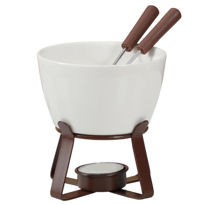 Schokoladen-Fondue-Becher, Keramik-Fondue-Becher mit 2 Gabeln, wiederverwendbarer Schokoladenschmelz