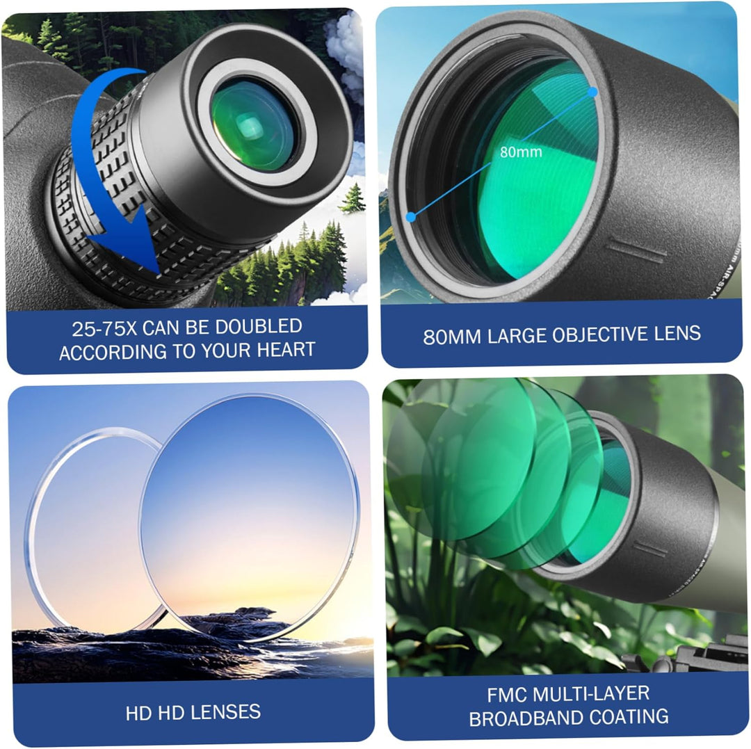 Spotting Scope 25-75x80 BAK4 High Definition Clear Spotter Scope mit Stativ- und Aufbewahrungstasche