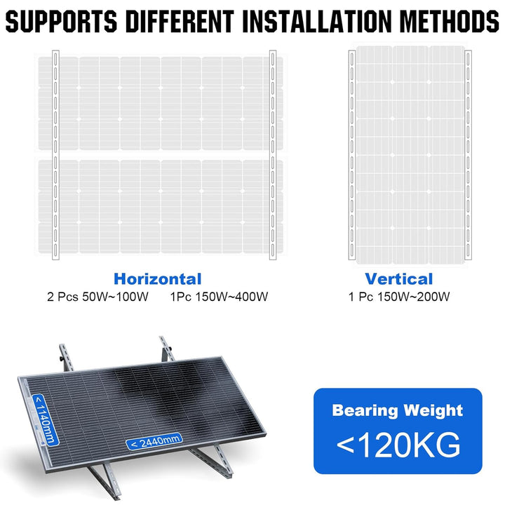 ECO-WORTHY 45in Solarpanel Halterung, 114cm Solarmodul Halterung, Halterung Balkonkraftwerk für 100W