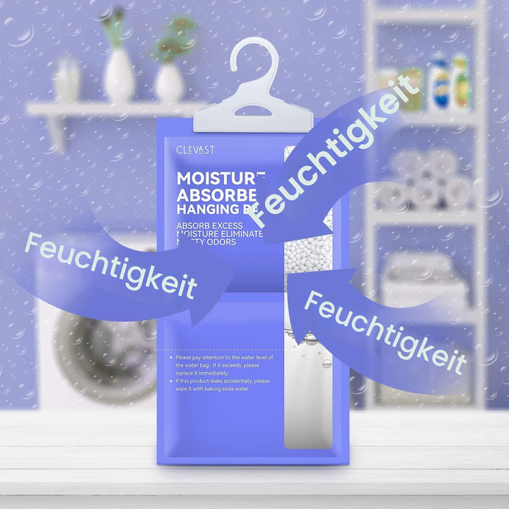 CLEVAST Luftentfeuchter Hängetaschen 10 Packungen, Feuchtigkeitsentferner Absorber, Luftentfeuchter