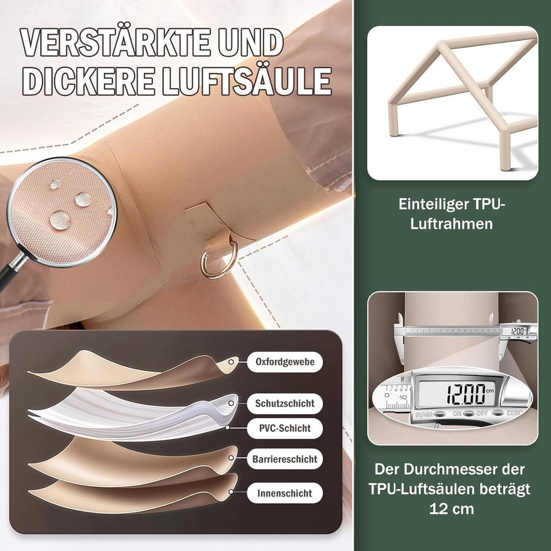 Aufblasbares Zelt 2-10 Personen, Inflatable Tent mit Rauchabzug, Camping Zelt Aufblasbar- 5 Minuten