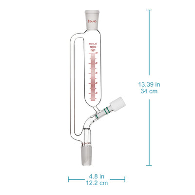 stonylab Graduierter Druckausgleichs Zusatztrichter, Borosilikatglas Tropftrichter mit 24/40 Gelenk
