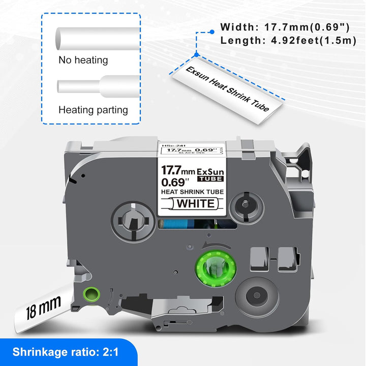 3er-Pack 17,7mm Schrumpfetikett Kompatibel für Brother HSe-241 HSe241 HS241 Hsc241 Schrumpfschläuche