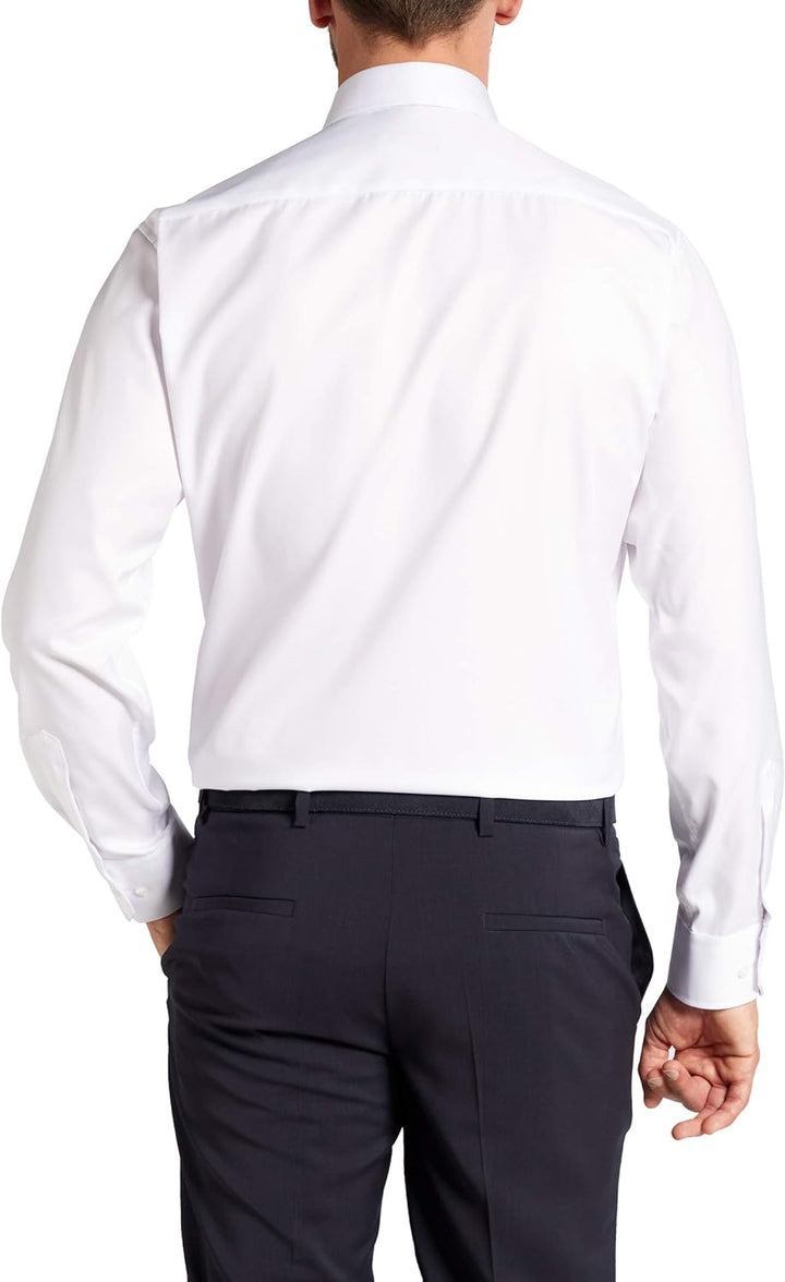 ETERNA Herren Langarmhemd Modern Fit Abdeckhemd Twill weiss Uni extra Langer Arm Hemd, 42