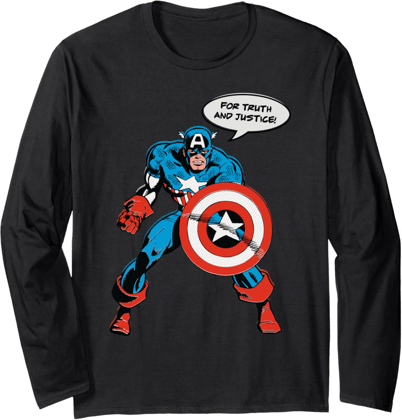 Marvel Captain America Avenger Truth Justice Langarmshirt