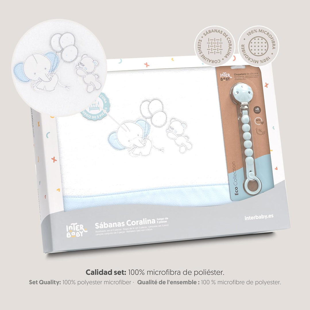 Interbaby - Bettwäsche-Set für Kinderbett, 60 x 120 cm, 100% Polyester, warm, inklusive Spannbettlak