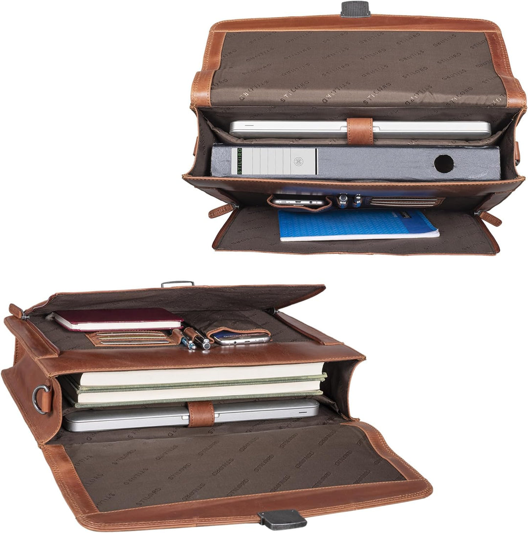 STILORD 'Havanna' Leder Businesstasche A4 Gross Klassische Aktentasche Arbeitstasche Abnehmbarer Sch