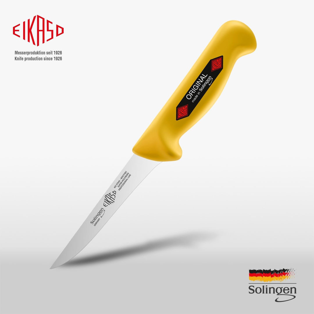 EIKASO Solingen Ausbeinmesser gerade 13cm Klinge steif aus Molybdänstahl 1.4116 Profi Fleischmesser