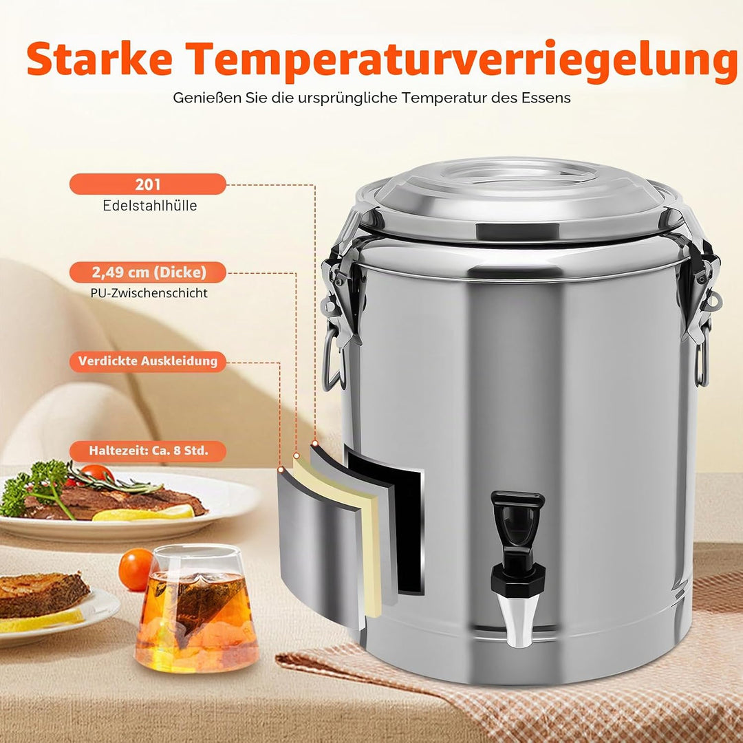 MINRS Transport Thermobehälter Profi Gastro Edelstahl Thermotransportbehälter mit Tragegriffen, Deck