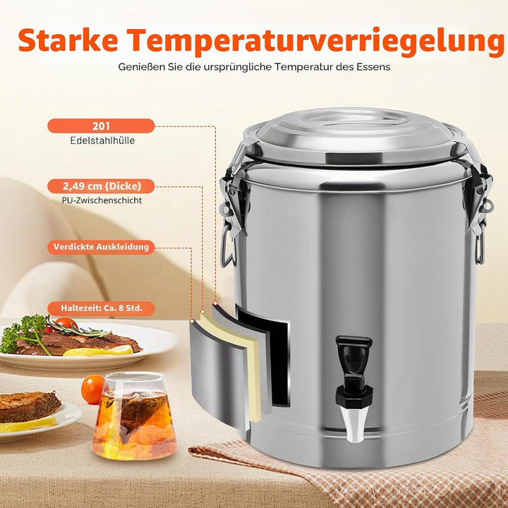 MINRS Transport Thermobehälter Profi Gastro Edelstahl Thermotransportbehälter mit Tragegriffen, Deck