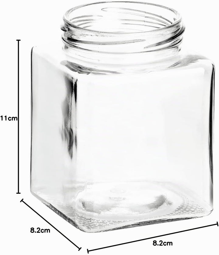 gouveo 24er Set Einmachgläser 500 ml eckig mit Schraub-Deckel schwarz - Grosse Vorratsgläser mit Dre