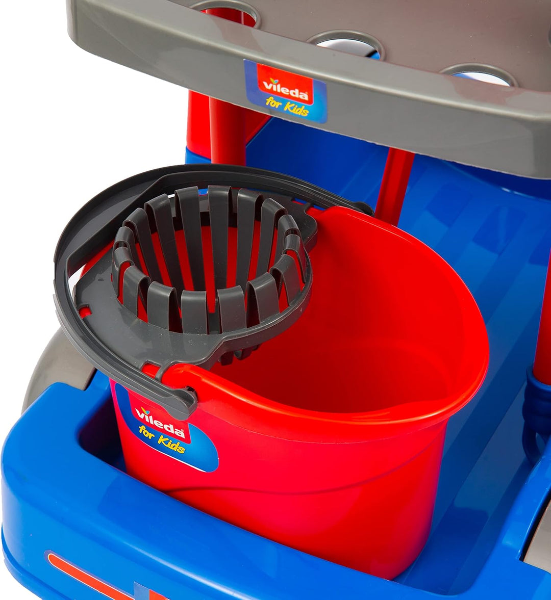 Grandi Giochi - Vileda for Kids Maxi Reinigungswagen mit Mopp, Besen, Schaufel, Eimer, Wischlappen u