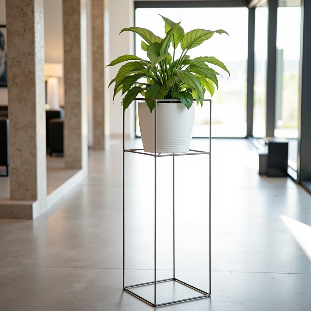 Pflanzenständer Filo - 24x24x80cm - Farbe Silber - für Zimmerblumen - Metallregal - Dekorativer Tisc
