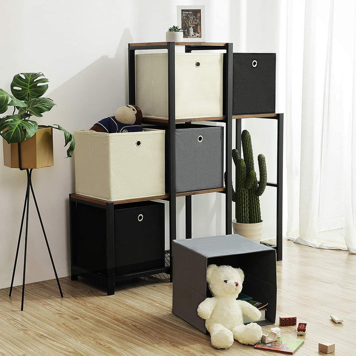 SONGMICS Aufbewahrungsbox, 6er Set, faltbare Stoffbox, Faltbox aus Vliesstoff, Würfel, Aufbewahrungs