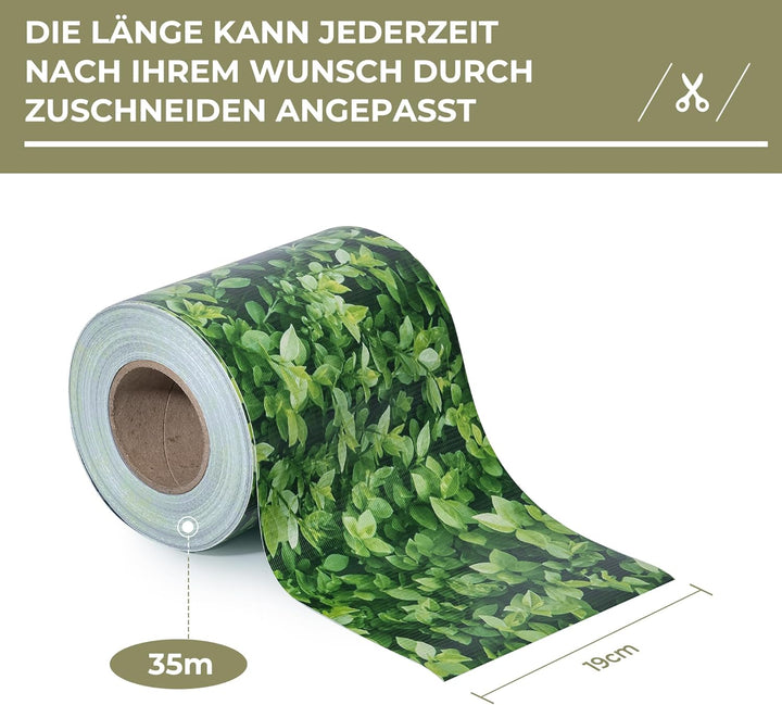 Sichtschutzstreifen Zaun 35 m x 19 cm inkl.20 Clips, PVC Sichtschutz Zaunfolie Sichtschutzstreifen D